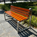 Stainless Steel Frame Wooden Park Bench with Backrest——Urban U004