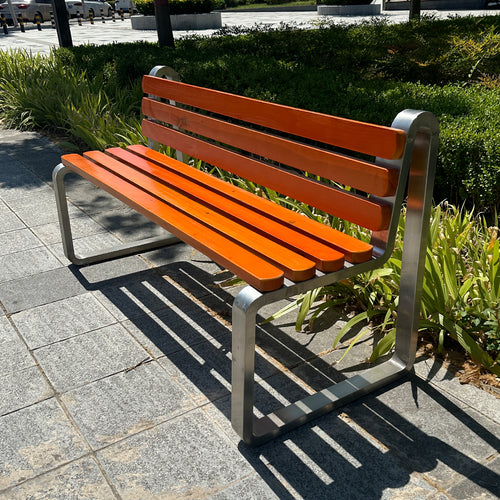 Stainless Steel Frame Wooden Park Bench with Backrest——Urban U004