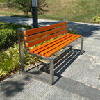 Stainless Steel Frame Wooden Park Bench with Backrest——Urban U004