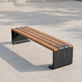 Minimal Solid Wood Outdoor Bench with Powder Coated Steel Frame——Urban U002
