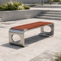 Stainless Steel Frame Solid Wood Public Bench——Horizon H001