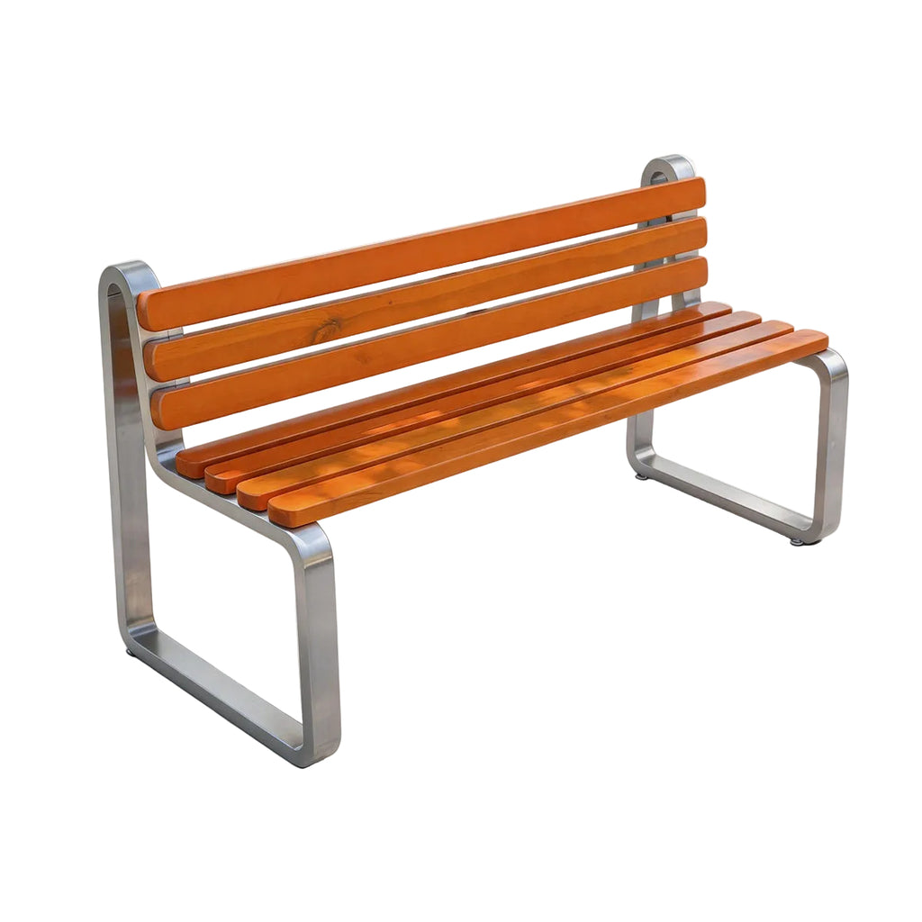 Stainless Steel Frame Wooden Park Bench with Backrest——Urban U004