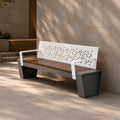 Modern Metal Backrest Wooden Outdoor Bench——Metro M001