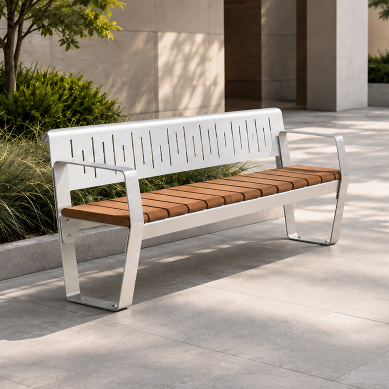 Geometric Stainless Steel Outdoor Bench——Horizon H002